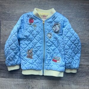 Disney Tutu Couture Beauty & the Beast Quilted Jacket 4T Blue Bomber